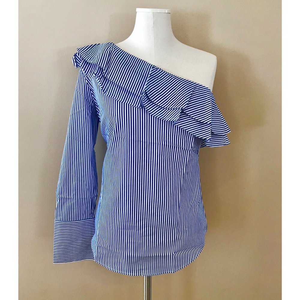 Banana Republic one shoulder ruffle top NWT small
